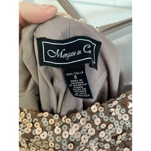 Brand New Morgan & Co Women’s Small Mini Party Sequin Dress in Caramel - Picture 3 of 5
